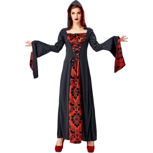 Halloween Horror Night Carnival Night Black Red Wizard Robe European Court Wizard Vampire Stage Costume