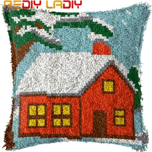 Latch Hook Cushion Dream Home Pre-Printed Canvas Cushion Cover Acrylic Yarn Crochet Pillow Case Kits Hobby & Crafts Home Decor