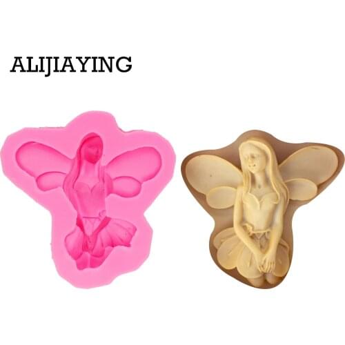 M0645 Angel girl Sugarcraft Silicone mold cake decorating tools Flower Fairy Fondant cake chocolate moulds