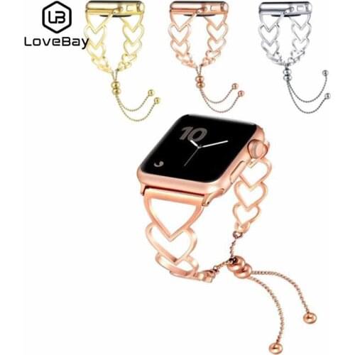 Heart-shaped Metal Strap for Apple Watch 4 5 6 SE Band 44mm 42mm iwatch 3 2 1 38mm 40mm Stainless Steel Band Watch Bracelet