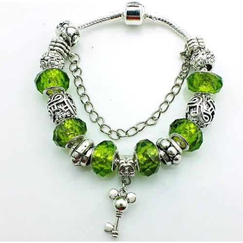 Fashion Personalised Infinity Bracelets Handmade Green Acrylic Beaded Key Charm Bracelets For Women Jewelry