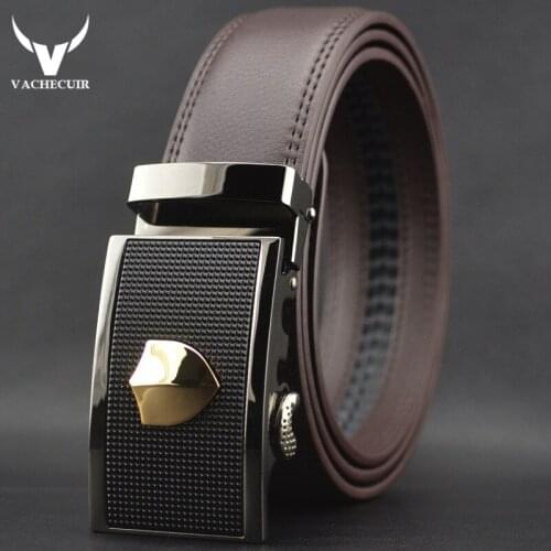 VACHECUIR 100% Genuine Leather Male Strap Designer Belts Casual Mens Belts Luxury Automatic Buckle Cowboy Belt for Men W158