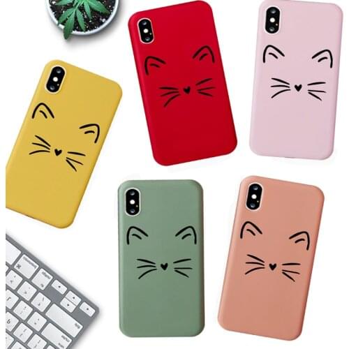 Cute Cartoon Stick Figure Cat Matte Silicone Soft Shell Phone Case for iPhone 11 Pro XS Max X XR 7 8 6 6S Plus Phone Back Cover