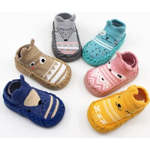 New Cartoon Baby Socks Anti-slip Infant Sock Newborn Children Indoor Floor Socks Shoes PU Leather Autumn Winter Soft Sole Socks