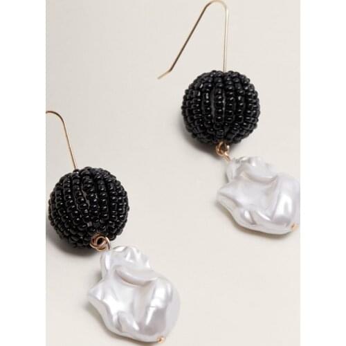 Boho Charm Irregular Pearl Dangle Earring Women Trendy Black Big Ball Beads Statement Drop Earring For Girls Party Jewelry