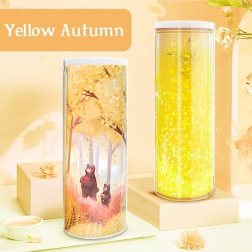 NBX Yellow Quicksand Translucent Creative Multifunction Pencil Case Stationery Pen Holder Newmebox ABS Pencil Box Home Office