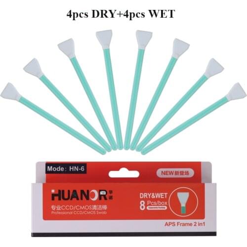 Professional 8pcs Dry + Wet Sensor Cleaner 2 in 1 CCD SWAB for APS Frame DSLR Filters Lens