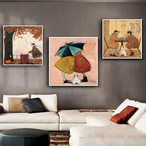 Retro Nordic Abstract Landscape Pet Dog Pet Canvas Mural Painting Posters and Prints Pictures Living Room Home Decoration