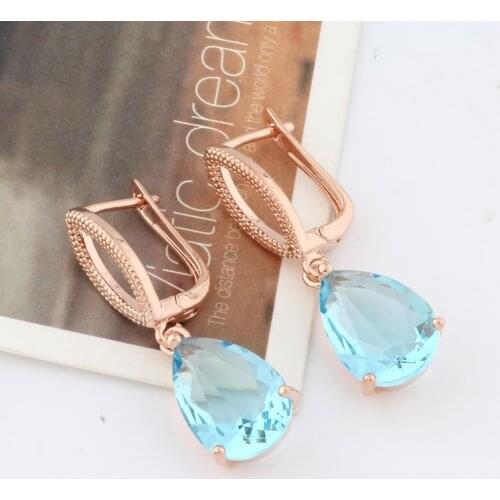Korean New Design Fashion Jewelry Water Droplets Shape Earrings Rose Gold Zircon Party Earrings For Women New Year Gifts 2021