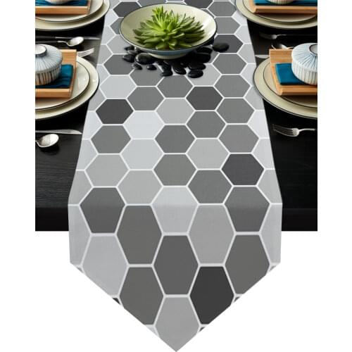 Grey Honeycomb Table Runners Modern Home Kitchen Dining Tablecloths Wedding Party Table Decoration Table Runner