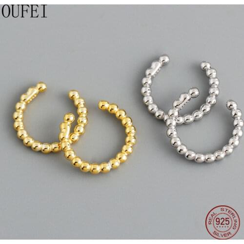 Bead Ear Cuff Non Pierced 925 Sterling Silver Clip Earring For Women Micro Pave Girl Gift 2021 New Accessories Fine Jewelry