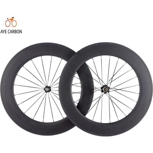 Light weight carbon 700c road bike wheels with Powerway hub 38 50 60 88mm deep clincher tubular carbon wheelset for sale