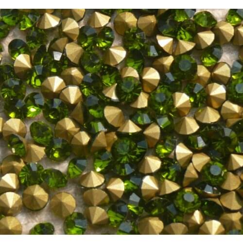 Loose Olive Green Color Pointback Crytal Rhinestones DIY Bling Crystal Rhinestone Garment Wedding&Nail Art Crafts Decoration