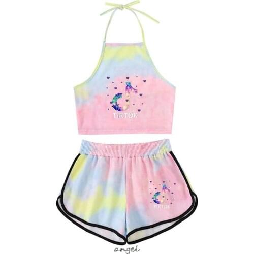 Tik Tok T-shirts Top Summer Womens Crop Top Sexy Elastic Cotton Camis sleeveless Short Tank Top Short suits