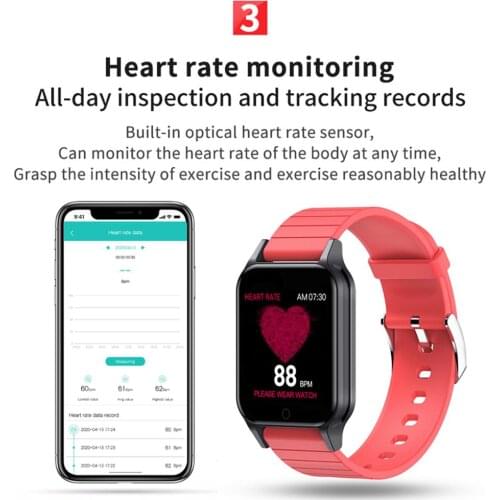 Smart Watch Body Temperature Heart Rate Blood Pressure Fitness Tracker Bluetooth Smart Bracelet T96 For Android IOS