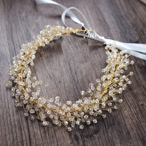 Vintage Gold Headbands Bridal Handmade Hair Jewelry For Women Tiara Hairbands Headpiece Queen Wedding Hair Accessories Ornaments