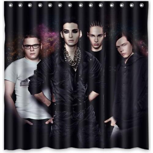 Bathroom Products Polyester Fabric Tokio Hotel Printed Shower Curtains Waterproof Washable Curtain 72"*72" 12pcs Hooks