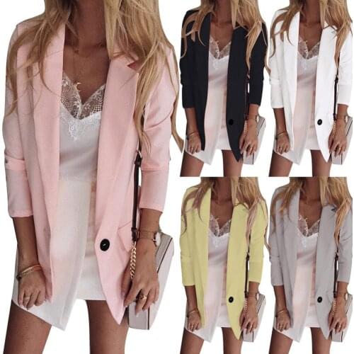 Black Women Blazer Formal Blazers Lady Office Work Suit Pockets Jackets Coat Slim Black Blazer feminino Femme Jackets