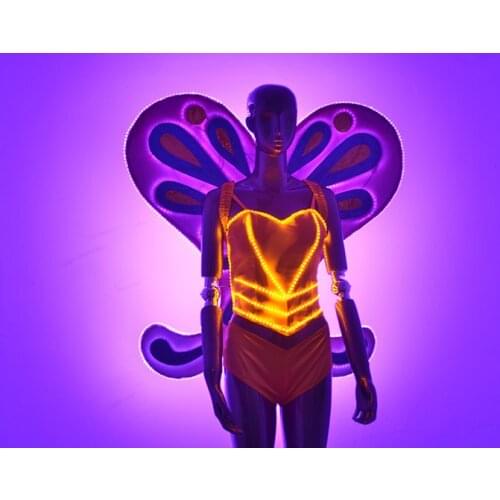 Women led dance costume Girls LED butterfly wings for nightclub stage performance