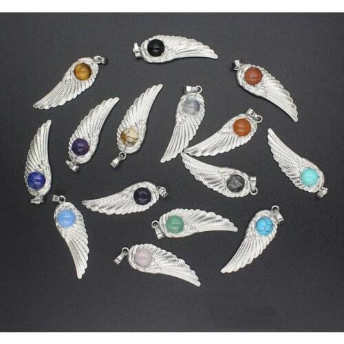 Natural Crystal Quartz Stone Angel Wings Necklace For Women Healing Point Chakra Reiki Handmade Jewelry