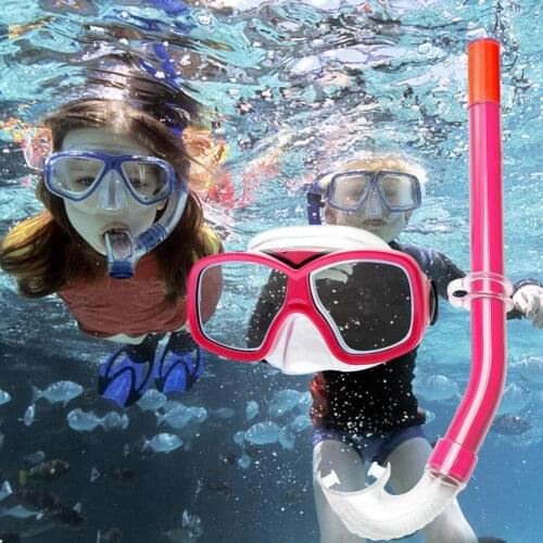 1 Set Of Swimming Goggles Masks Swim Scuba Children Swimming Kids Wide View Goggles Mask Snorkel Set Underwater Diving Equipment