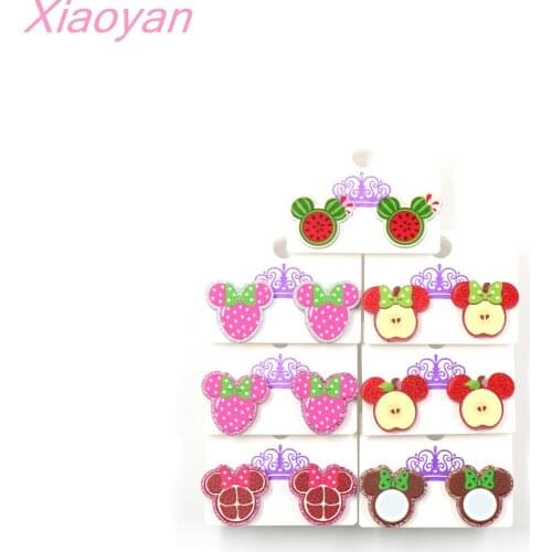 1pair) 18mm Acrylic Furit Stud Earrings Strawberry Apple Mouse Head Earrings Glitter Acrylic Earrings