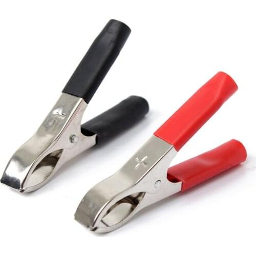 Hot 10 Pairs Black Red Soft Plastic Boots Metal Car Cable Battery Clamps Alligator Insulated Crocodile Clips Diy Kit Test Leads
