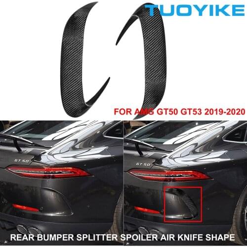 2PCS/set Car Styling Real Dry Carbon Fiber Rear Bumper Lip Splitter Spoiler Trim Cover For Mercedes BENZ AMG GT50 GT53 2019-2020