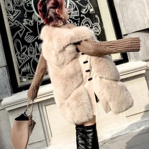 2019 New Autumn winter vest fox fur vest PU stitching faux fur vest women