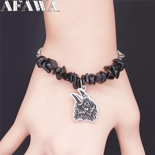 2021 Gothic Eagle Head Stainless Steel Charm Bracelets for Women Silver Color Bracelets Jewelry pulseira feminina 2021 B1815S02