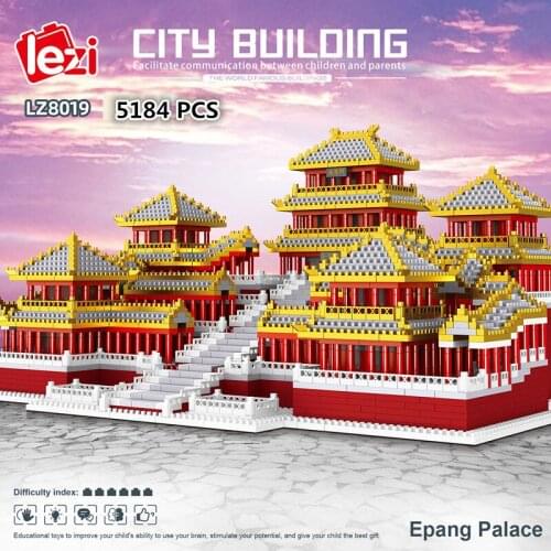 5184P World Architecture The Great Qin Empire Epang Palace 3D Model DIY Mini Diamond Blocks Brick Building Toy for Children Gift