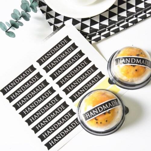 Free shipping 1600pcs black DIY Long HANDMADE Strip Self-adhesive DIY Cake Biscuit Packaging Sticker Adhesive Stationery