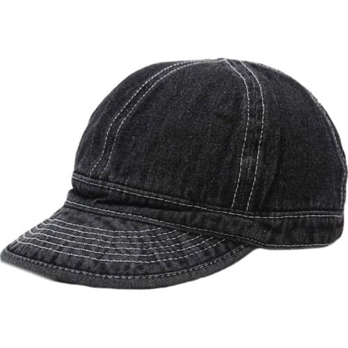 Unisex Vintage Washed Denim Baseball Cap Short Brim Sunscreen Peaked Trucker Hat