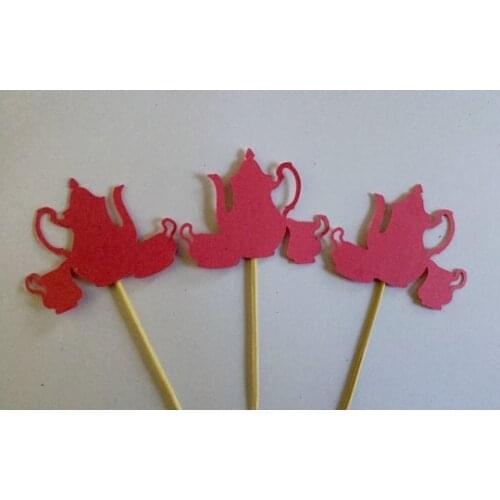 Teapot alice in wonderland Cupcake Toppers wedding pets Birthdays baby shower Party treat food picks photo booth props