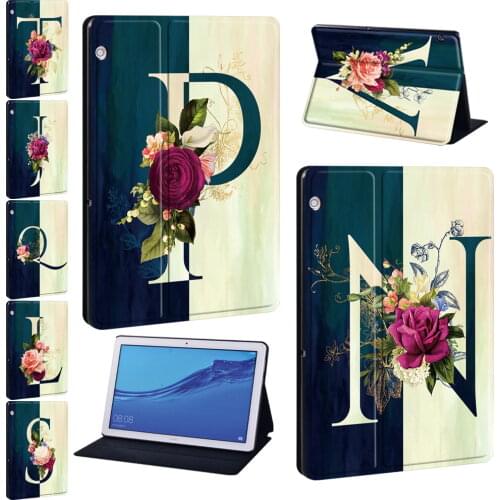 Tablet Case for Huawei MediaPad T3 8.0/T3 10 9.6"/ T5 10 10.1"/M5 Lite 10.1"/M5 10.8" Initial Letter Print Series Pattern Cover