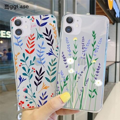 Flowers Phone Case For iPhone 11 12 Pro Mini XS MAX X XR 7 8 6 Plus SE 2020 Fashion lovely Cartoon Soft TPU Flowers Cover Funda