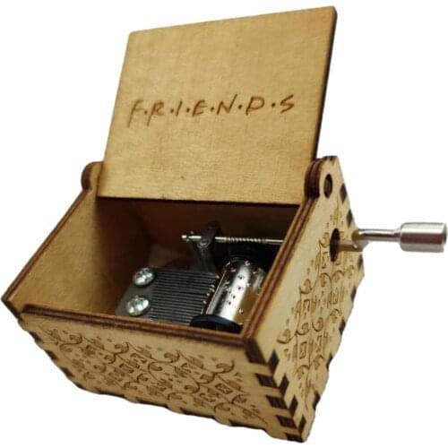 Wooden Hand Cranked Music Box With FRIENDS Music For Kids Gifts Birthday Valentines Day Gift Christmas Present New Year Gift