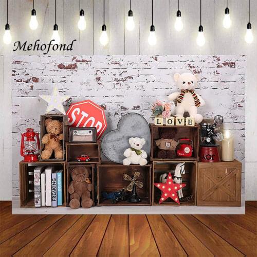 Mehofond Photography Background Christmas Vintage Brick Wall Toys Kids Child Portrait Birthday Party Backdrop Photo Studio Props