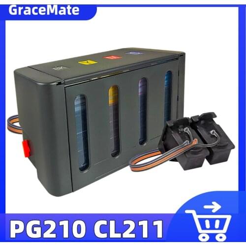 GraceMate Compatible for Canon PG210 CL211 CISS Bulk Ink IP2700 IP2702 MP240 MP250 MP260 MP270 MP280 MP480 MP490 MP495 Printer