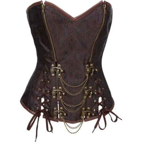 Gothic clothing corset couro overbust corsets floral waist slimming corsage espartilhos for women waist cincher