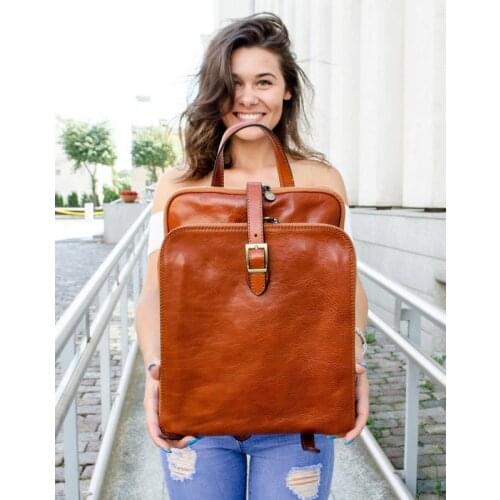 Convertible Leather Backpack, Brown Shoulder bag - Time Resistance