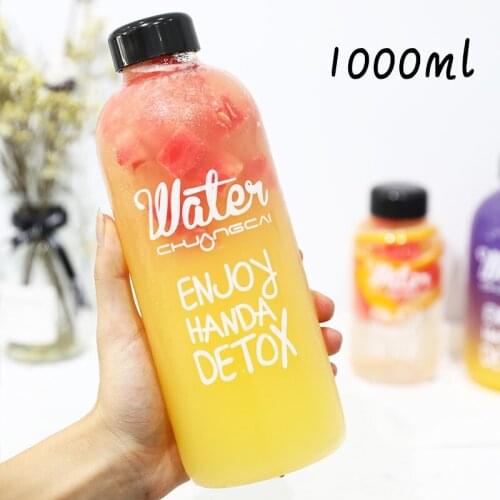 Creative Transparent Cup Portable Sport Plastic Water Bottle Fashion Large Capacity Bottles Heat Resistant Bottle 600/1000ML New