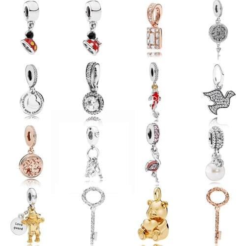 NEW 2019 100% 925 Sterling Silver Good Fortune Carp Shine Bear Family Pendant Charm Fit DIY Original Women Bracelet Jewelry Gift