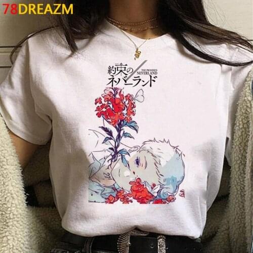 The Promised Neverland Emma Norman Ray top tees tshirt male 2021 grunge graphic tees print top tees white t shirt kawaii