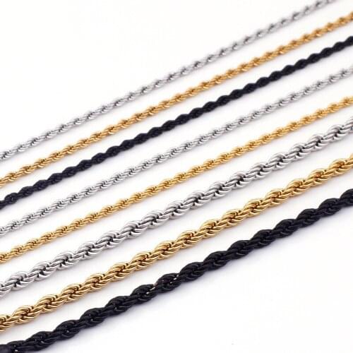 New European and American fashion jewelry plating multi-size twisted rope necklace twist chain