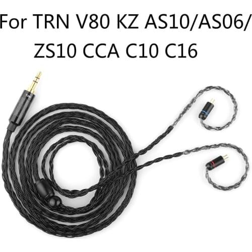 New TRN T2 16 Core Silver Plated Upgrade Cable 3.5/2.5/4.4mm Plug MMCX/2Pin Connector For TRN V80 KZ AS10/AS06/ZS10 CCA C10 C16