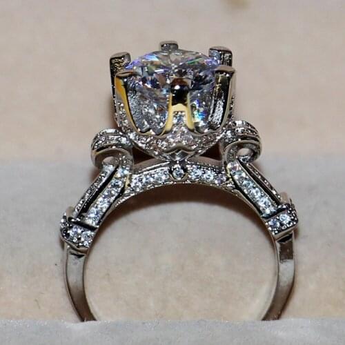 Wholesale 3CT Luxury Jewelry 925 sterling silver AAA CZ Simulated stones Engagement Wedding Ring for Women Gift Size 5-11