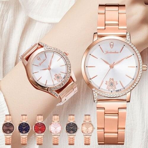 Casual fashion ladies half-disc diamond steel band watch Korean female trend quartz watch