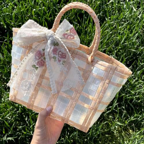 Transparent Weave Large Tote bag 2021 Summer New High quality Womens Designer Handbag Large-capacity Shopping bag Beach bag