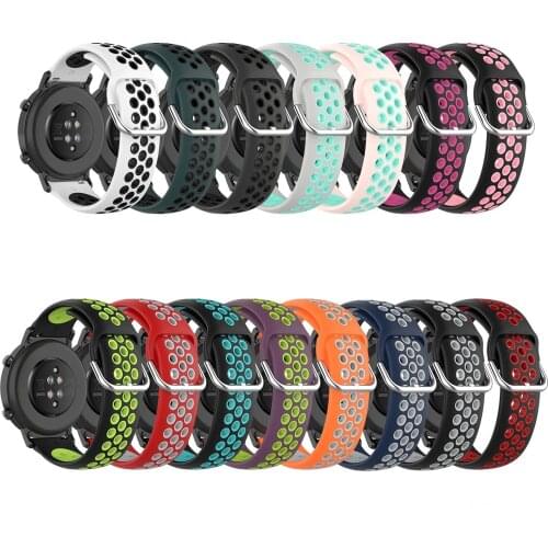 20mm 22mm Sport Silicone Strap Breathable Holes Replacement Band for Samsung Galaxy Watch Active2 S3 Huawei GT 2 42mm 46mm GTS